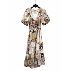 Hope & Ivy Floral Midi Dress Puff Sleeves Women’s 8 Tradwife Cottagecore Spring